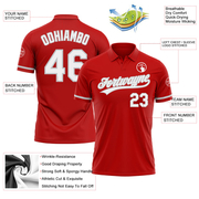 Custom Red White-Gray Performance Vapor Golf Polo Shirt