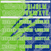 Custom Graffiti Pattern Aurora Green-Royal Scratch Sublimation Soccer Uniform Jersey