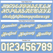 Custom Light Blue White-Gold Authentic Throwback Basketball Shorts