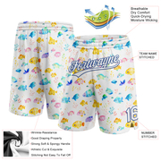Custom White Royal 3D Pattern Fish Authentic Basketball Shorts