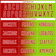 Custom Red Neon Green-White Gradient Line Sublimation Soccer Uniform Jersey