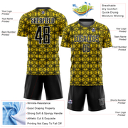 Custom Yellow Black-White Geometric Shapes Sublimation Soccer Uniform Jersey