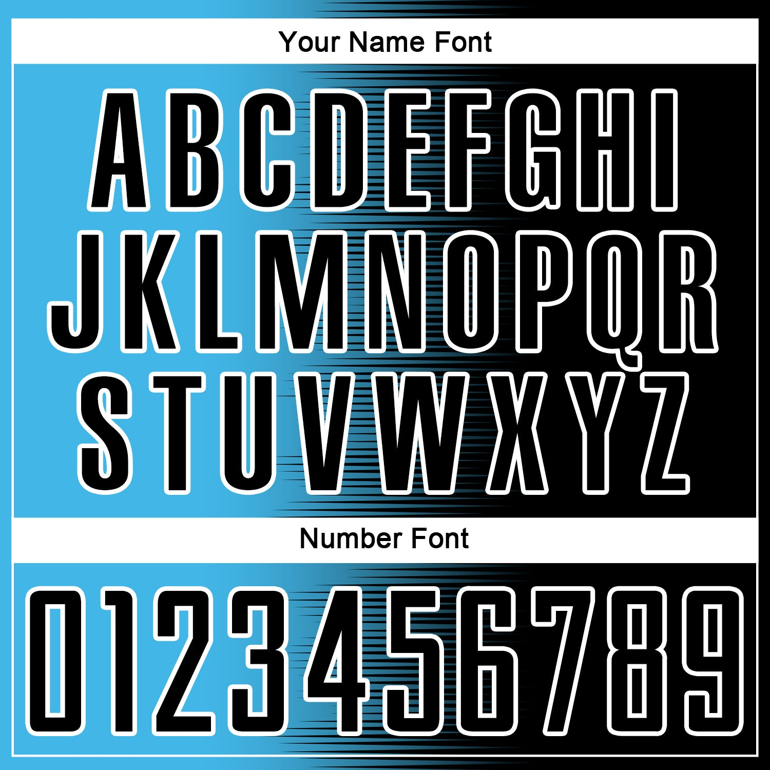 Custom Black Sky Blue-White Gradient Line Sublimation Soccer Uniform Jersey