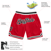 Custom Red Black-White Authentic Throwback Basketball Shorts