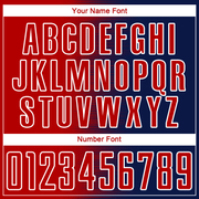 Custom Navy Red-White Gradient Line Sublimation Soccer Uniform Jersey