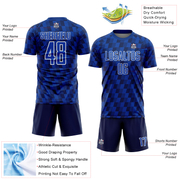 Custom Navy Thunder Blue-White Line Sublimation Soccer Uniform Jersey