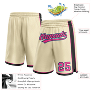 Custom Cream Pink Black-Light Blue Authentic Basketball Shorts
