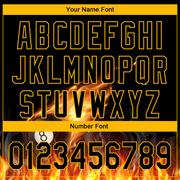 Custom Black Yellow 3D Pattern Design Flame Billiards 8 Ball Performance Polo Shirt