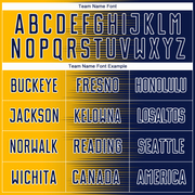 Custom Navy Gold-White Gradient Line Sublimation Soccer Uniform Jersey