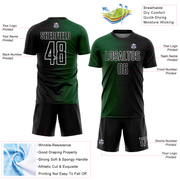 Custom Black Green-White Gradient Line Sublimation Soccer Uniform Jersey