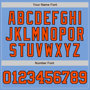 Custom Light Blue Orange-Black Two-Button Unisex Softball Jersey