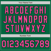 Custom Kelly Green Black Pinstripe Pink Two-Button Unisex Softball Jersey