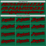 Custom Kelly Green Black Pinstripe Red Two-Button Unisex Softball Jersey