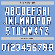 Custom Light Blue Navy Pinstripe White Two-Button Unisex Softball Jersey