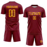 Custom Crimson Gold Sublimation Soccer Uniform Jersey