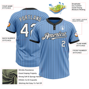 Custom Light Blue Black Pinstripe White Two-Button Unisex Softball Jersey