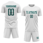 Custom White Midnight Green Sublimation Soccer Uniform Jersey