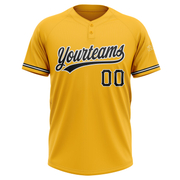 Custom Gold Black-White Two-Button Unisex Softball Jersey