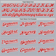 Custom Gray Red Pinstripe White Two-Button Unisex Softball Jersey