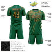 Custom Kelly Green Old Gold-Black Sublimation Soccer Uniform Jersey