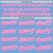 Custom Light Blue Pink-White Two-Button Unisex Softball Jersey