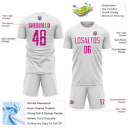 Custom White Deep Pink Sublimation Soccer Uniform Jersey