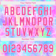 Custom Tie Dye Pink-White 3D Watercolor Gradient Two-Button Unisex Softball Jersey