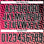 Custom Pink Black-White Geometric Lines Sublimation Soccer Uniform Jersey