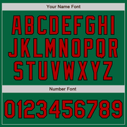 Custom Kelly Green Black Pinstripe Red Two-Button Unisex Softball Jersey