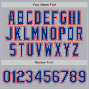 Custom Gray Red Pinstripe Roya-White Two-Button Unisex Softball Jersey