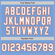 Custom Light Blue White-Orange Two-Button Unisex Softball Jersey