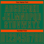 Custom Kelly Green Orange Pinstripe Fade Fashion Sublimation Soccer Uniform Jersey