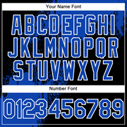 Custom Black Thunder Blue-White 3D Pattern Abstract Brush Stroke Two-Button Unisex Softball Jersey