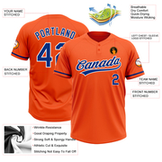 Custom Orange Royal-White Two-Button Unisex Softball Jersey