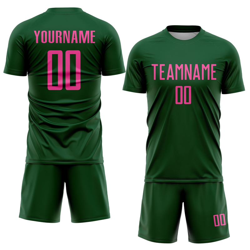 Custom Green Pink Sublimation Soccer Uniform Jersey