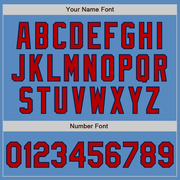 Custom Powder Blue Red-Navy Two-Button Unisex Softball Jersey