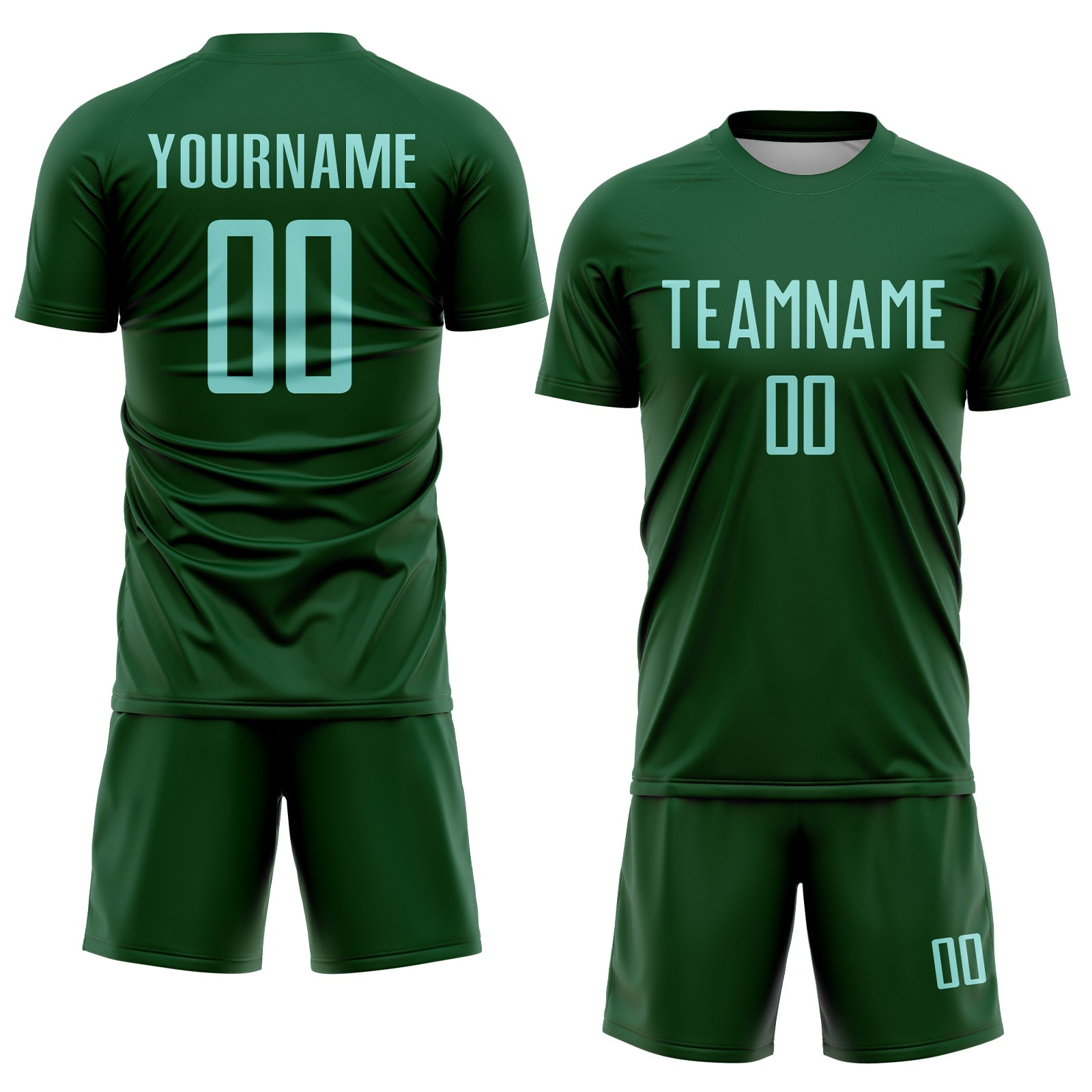Custom Green Ice Blue Sublimation Soccer Uniform Jersey