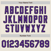 Custom Cream Purple-Black Two-Button Unisex Softball Jersey