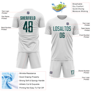 Custom White Midnight Green Sublimation Soccer Uniform Jersey