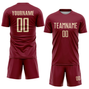 Custom Crimson Cream Sublimation Soccer Uniform Jersey