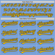 Custom Light Blue Yellow-Navy Two-Button Unisex Softball Jersey