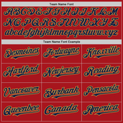 Custom Red Old Gold Pinstripe Navy Two-Button Unisex Softball Jersey