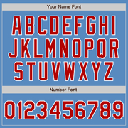 Custom Powder Blue Red-White Two-Button Unisex Softball Jersey