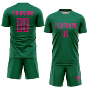 Custom Kelly Green Hot Pink Sublimation Soccer Uniform Jersey