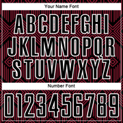 Custom Crimson Black-White Abstract Geometric Shapes Sublimation Soccer Uniform Jersey