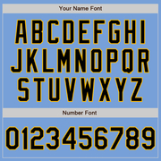 Custom Light Blue Black Pinstripe Gold Two-Button Unisex Softball Jersey