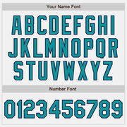 Custom White Navy Pinstripe Teal Two-Button Unisex Softball Jersey