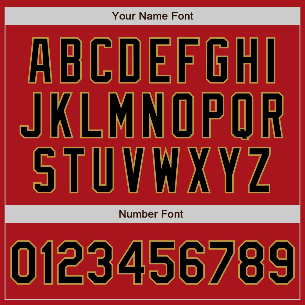 Custom Red Black-Old Gold Two-Button Unisex Softball Jersey