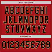 Custom Red Black-Old Gold Two-Button Unisex Softball Jersey