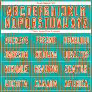 Custom Aqua Orange-White Line Sublimation Soccer Uniform Jersey